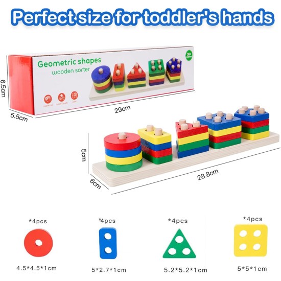 ChaneeHann Wooden Montessori Toy, Wooden Toy from 1 Year, Sorting & Stacking Toy, Montessori Educational Toy, Gift for Boys & Girls from 1 2 3 Years ChaneeHann Wooden Montessori Toy, Wooden Toy from 1 Year, Sorting & Stacking Toy, Montessori Educational Toy, Gift for Boys & Girls from 1 2 3 Years