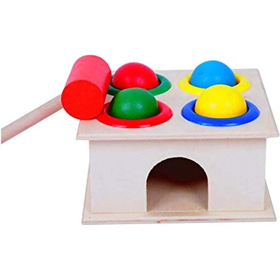 Children early learning educational toy and beat wooden square hammer box - multi color Children early learning educational toy and beat wooden square hammer box - multi color