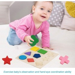 Educational Wooden Puzzles Toy Kids Geometric Shape Block Building Puzzle Game Cognitive Matching Early Learning Tool Set (#1)