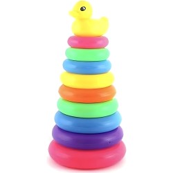 Generic Rock a TOYS Ring Stacking with a Duck Toy Baby Rainbow ring
