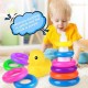 Generic Rock a TOYS Ring Stacking with a Duck Toy Baby Rainbow ring