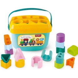 MRUD Baby Plastic First's Block Shapes&Sorter,16 Blocks,ABCD Blocks with Basket,Toys for 6 Months to 2 Yrs Old Kids for Boys&Girls,Multicolor