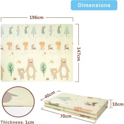 Baby Mat, Play Mat for Children, Foldable Non-Slip Reversible Mat for Babies and Children, XPE Foam and with Carry Bag