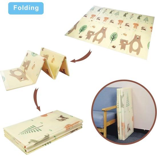 Baby Mat, Play Mat for Children, Foldable Non-Slip Reversible Mat for Babies and Children, XPE Foam and with Carry Bag
