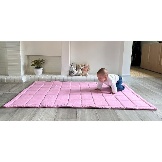 Baby and Toddler Cotton Play Mat, Machine Washable, Crawling Mat for Floor, Kids Play Mats, Rug, Pad, Soft Thick Playmats for Infants, Tummy Time, Toddlers. Crawl Carpet (Grey)