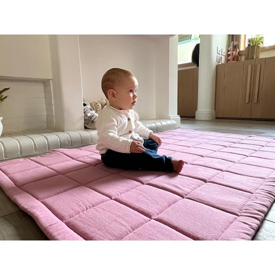 Baby and Toddler Cotton Play Mat, Machine Washable, Crawling Mat for Floor, Kids Play Mats, Rug, Pad, Soft Thick Playmats for Infants, Tummy Time, Toddlers. Crawl Carpet (Grey)