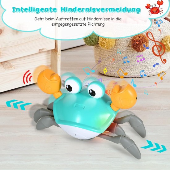 Anveltech Crawling Crab Baby Toy, Crawling Toy with Automatic Avoidance Crawling Crab Toy for Babies with Lights and Music Motor Skills Toy for Boys and Girls Anveltech Crawling Crab Baby Toy, Crawling Toy with Automatic Avoidance Crawling Crab Toy for Babies with Lights and Music Motor Skills Toy for Boys and Girls