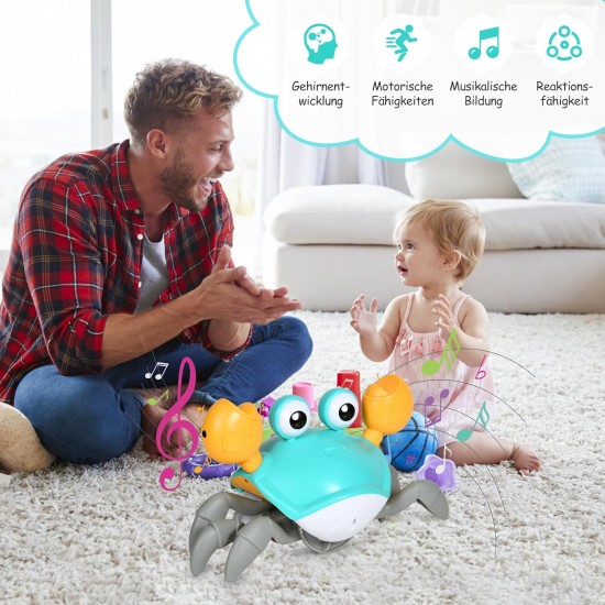 Anveltech Crawling Crab Baby Toy, Crawling Toy with Automatic Avoidance Crawling Crab Toy for Babies with Lights and Music Motor Skills Toy for Boys and Girls Anveltech Crawling Crab Baby Toy, Crawling Toy with Automatic Avoidance Crawling Crab Toy for Babies with Lights and Music Motor Skills Toy for Boys and Girls