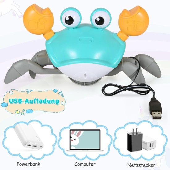 Anveltech Crawling Crab Baby Toy, Crawling Toy with Automatic Avoidance Crawling Crab Toy for Babies with Lights and Music Motor Skills Toy for Boys and Girls Anveltech Crawling Crab Baby Toy, Crawling Toy with Automatic Avoidance Crawling Crab Toy for Babies with Lights and Music Motor Skills Toy for Boys and Girls