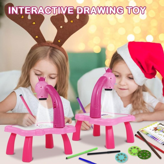 BAKAM Drawing Projector Table for Kids, Trace and Draw Projector Toy with Light & Music, Child Smart Projector Sketcher Desk, Learning Projection Painting Machine for Boy Girl 3-8 Years Old (Pink) BAKAM Drawing Projector Table for Kids, Trace and Draw Projector Toy with Light & Music, Child Smart Projector Sketcher Desk, Learning Projection Painting Machine for Boy Girl 3-8 Years Old (Pink)