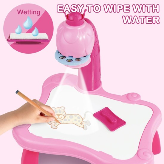 BAKAM Drawing Projector Table for Kids, Trace and Draw Projector Toy with Light & Music, Child Smart Projector Sketcher Desk, Learning Projection Painting Machine for Boy Girl 3-8 Years Old (Pink) BAKAM Drawing Projector Table for Kids, Trace and Draw Projector Toy with Light & Music, Child Smart Projector Sketcher Desk, Learning Projection Painting Machine for Boy Girl 3-8 Years Old (Pink)