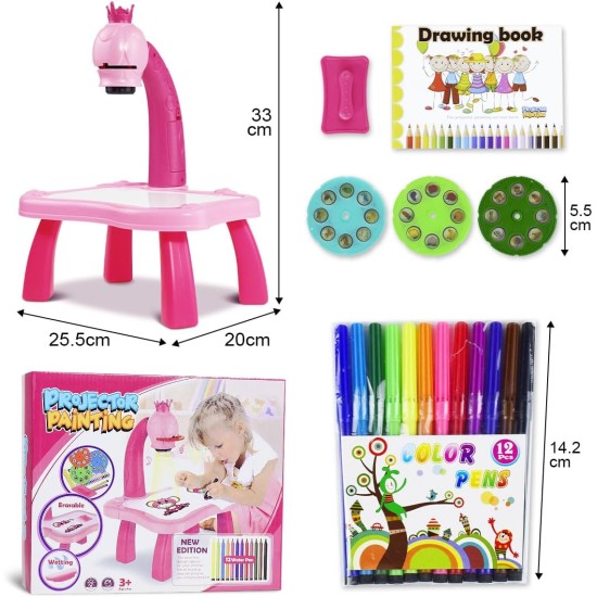 BAKAM Drawing Projector Table for Kids, Trace and Draw Projector Toy with Light & Music, Child Smart Projector Sketcher Desk, Learning Projection Painting Machine for Boy Girl 3-8 Years Old (Pink) BAKAM Drawing Projector Table for Kids, Trace and Draw Projector Toy with Light & Music, Child Smart Projector Sketcher Desk, Learning Projection Painting Machine for Boy Girl 3-8 Years Old (Pink)