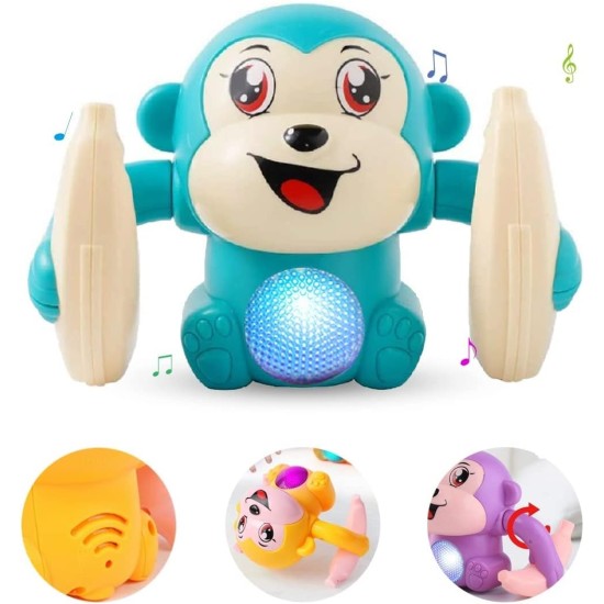 Bzkid Dancing Monkey Toy with Voice/Touch Sensor, Rolling & Spinning Monkey Doll Toy, Light & Sound Effect Toys for Toddler, Voice Controlled Banana Sensored Monkey, Durable ABS Plastic - WITH BATTERY Bzkid Dancing Monkey Toy with Voice/Touch Sensor, Rolling & Spinning Monkey Doll Toy, Light & Sound Effect Toys for Toddler, Voice Controlled Banana Sensored Monkey, Durable ABS Plastic - WITH BATTERY