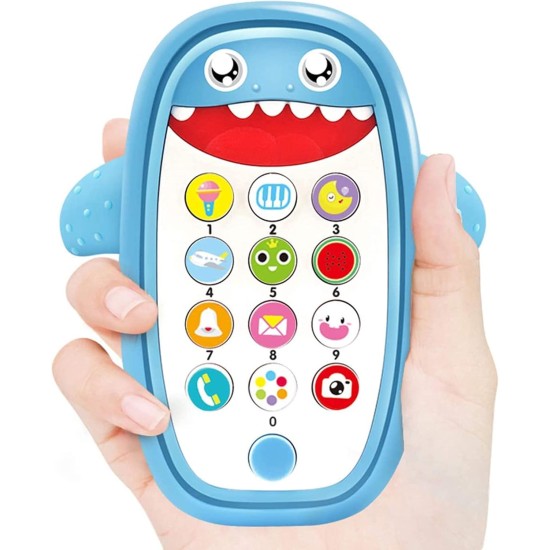 DELFINO Baby Musical Toys, Baby Shark Phone Toys with Light and Sound, Teething Phone Toy for Babies, Play and Learn for Children and Toddlers, Preschool Birthday Gift for Girl Boy 18+ Months (Blue) DELFINO Baby Musical Toys, Baby Shark Phone Toys with Light and Sound, Teething Phone Toy for Babies, Play and Learn for Children and Toddlers, Preschool Birthday Gift for Girl Boy 18+ Months (Blue)