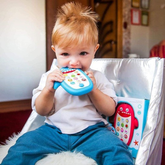 DELFINO Baby Musical Toys, Baby Shark Phone Toys with Light and Sound, Teething Phone Toy for Babies, Play and Learn for Children and Toddlers, Preschool Birthday Gift for Girl Boy 18+ Months (Blue) DELFINO Baby Musical Toys, Baby Shark Phone Toys with Light and Sound, Teething Phone Toy for Babies, Play and Learn for Children and Toddlers, Preschool Birthday Gift for Girl Boy 18+ Months (Blue)
