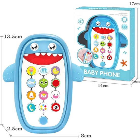 DELFINO Baby Musical Toys, Baby Shark Phone Toys with Light and Sound, Teething Phone Toy for Babies, Play and Learn for Children and Toddlers, Preschool Birthday Gift for Girl Boy 18+ Months (Blue) DELFINO Baby Musical Toys, Baby Shark Phone Toys with Light and Sound, Teething Phone Toy for Babies, Play and Learn for Children and Toddlers, Preschool Birthday Gift for Girl Boy 18+ Months (Blue)