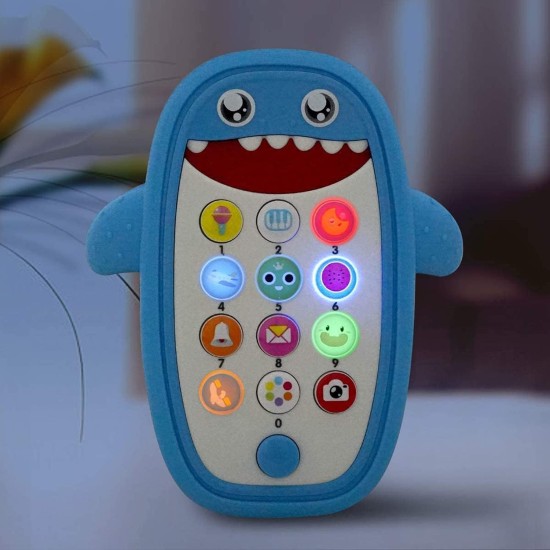 DELFINO Baby Musical Toys, Baby Shark Phone Toys with Light and Sound, Teething Phone Toy for Babies, Play and Learn for Children and Toddlers, Preschool Birthday Gift for Girl Boy 18+ Months (Blue) DELFINO Baby Musical Toys, Baby Shark Phone Toys with Light and Sound, Teething Phone Toy for Babies, Play and Learn for Children and Toddlers, Preschool Birthday Gift for Girl Boy 18+ Months (Blue)