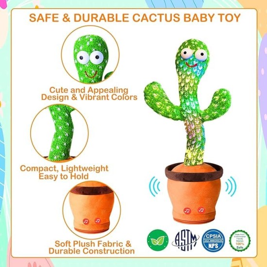 Dancing Talking Cactus Baby Toy (Re-chargeable), Mimicking Recording Toy Repeats What You Say, Singing 120 Songs Toddler Toys Gifts for Valentine's Day Easter for Kids Autism Toys for Kids Dancing Talking Cactus Baby Toy (Re-chargeable), Mimicking Recording Toy Repeats What You Say, Singing 120 Songs Toddler Toys Gifts for Valentine's Day Easter for Kids Autism Toys for Kids