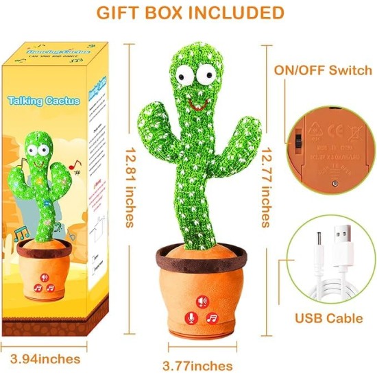 Dancing Talking Cactus Baby Toy (Re-chargeable), Mimicking Recording Toy Repeats What You Say, Singing 120 Songs Toddler Toys Gifts for Valentine's Day Easter for Kids Autism Toys for Kids Dancing Talking Cactus Baby Toy (Re-chargeable), Mimicking Recording Toy Repeats What You Say, Singing 120 Songs Toddler Toys Gifts for Valentine's Day Easter for Kids Autism Toys for Kids
