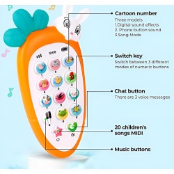 Generic Mobile Phone Toys for Kids Smart Phone Cordless Feature Rabbit Mobile Musical Sound Toys with Smart Light Battery Operated Birthday Gifts for Girls Boys (Pack of 1)
