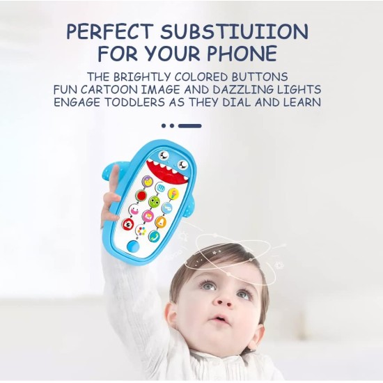 PATPAT® Toy Phone for Kids, Toy Mobile with Silicone Cartoon Shark Case, Dummy Phone for Babies, Kids Mobile Toy, Baby Musical Toy Dummy Mobile Phone with Light Sound Lullabies for Boys Girls - Blue PATPAT® Toy Phone for Kids, Toy Mobile with Silicone Cartoon Shark Case, Dummy Phone for Babies, Kids Mobile Toy, Baby Musical Toy Dummy Mobile Phone with Light Sound Lullabies for Boys Girls - Blue
