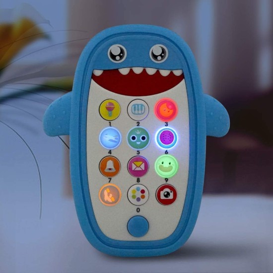 PATPAT® Toy Phone for Kids, Toy Mobile with Silicone Cartoon Shark Case, Dummy Phone for Babies, Kids Mobile Toy, Baby Musical Toy Dummy Mobile Phone with Light Sound Lullabies for Boys Girls - Blue PATPAT® Toy Phone for Kids, Toy Mobile with Silicone Cartoon Shark Case, Dummy Phone for Babies, Kids Mobile Toy, Baby Musical Toy Dummy Mobile Phone with Light Sound Lullabies for Boys Girls - Blue