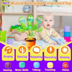 Vitosup Dancing Talking Cactus Toy for Baby Toddler, Singing Mimicking Cactus Baby Toy Recording Repeating What You Say, Interactive Cactus Toy That Talks Back, Baby Toys 6-18 Months+ (Basic)