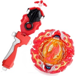 Lr Launcher Grip Bay Blades Toy Bey Battling Tops Burst Game B-184 Left Right String Launcher Booster DB B-191 Prominence Phoenix Tapered Metal Fusion Battle Starter Set Gift for Boys (Red)