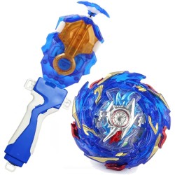 Mopogool Lr Launcher Grip Bay Blades Toy Bey Battling Tops Burst Game B-184 Left Right String Launcher Super King Booster B-174 Helios Volcano Metal Fusion Spin Top Starter Set Gift Boy Kids (Blue)