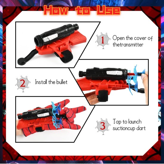Niumowang Spider Launcher Glove, Kids Spider Hero Gloves, Spiderman Toy Glove, Spiderman Web Shooter, Launcher Toy, Wrist Toy Set, Cosplay Glove Launcher Niumowang Spider Launcher Glove, Kids Spider Hero Gloves, Spiderman Toy Glove, Spiderman Web Shooter, Launcher Toy, Wrist Toy Set, Cosplay Glove Launcher