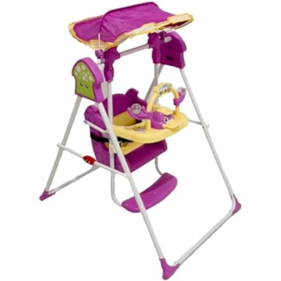 Fun Ride Musical Daizy Swing for Kids - Baby Swing with Stand and Metal Body Frame - Perfect for Indoor and Outdoor - for Boys and Girls of Age 6 Months and Above_purple Fun Ride Musical Daizy Swing for Kids - Baby Swing with Stand and Metal Body Frame - Perfect for Indoor and Outdoor - for Boys and Girls of Age 6 Months and Above_purple