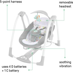 Ingenuity Convert Me Portable Swing with Attached Toys - (Silver and White)