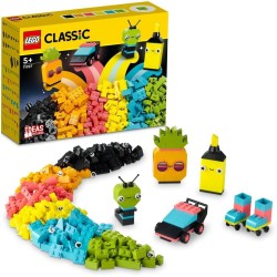 LEGO® Classic Creative Neon Fun 11027 Building Toy Set; Kids Use Brightly Colored Pieces to Build a Car, Pineapple, Alien, Roller Skates; Imaginative Gift for Ages 5+ (333 Pieces)