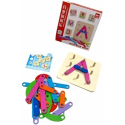 AL SAFWA Wooden Letters and Numbers Building Toy 30 Pieces with Assemble Board Multicolor