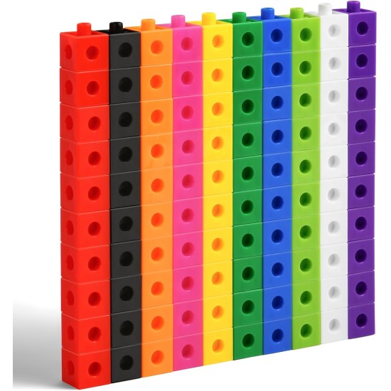 HOTUT 100 Pcs Maths Cubes with 10 Colours, Linking Cubes, Early Years Maths Learning, Magic Counting Blocks, Counting Block Set for School and Home - 2 CM HOTUT 100 Pcs Maths Cubes with 10 Colours, Linking Cubes, Early Years Maths Learning, Magic Counting Blocks, Counting Block Set for School and Home - 2 CM