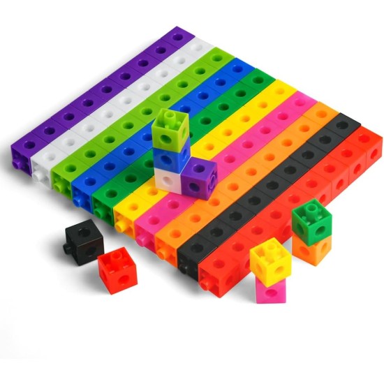HOTUT 100 Pcs Maths Cubes with 10 Colours, Linking Cubes, Early Years Maths Learning, Magic Counting Blocks, Counting Block Set for School and Home - 2 CM HOTUT 100 Pcs Maths Cubes with 10 Colours, Linking Cubes, Early Years Maths Learning, Magic Counting Blocks, Counting Block Set for School and Home - 2 CM
