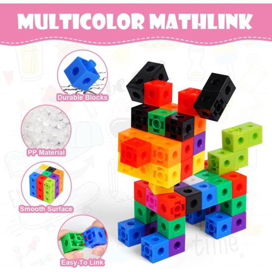 HOTUT 100 Pcs Maths Cubes with 10 Colours, Linking Cubes, Early Years Maths Learning, Magic Counting Blocks, Counting Block Set for School and Home - 2 CM HOTUT 100 Pcs Maths Cubes with 10 Colours, Linking Cubes, Early Years Maths Learning, Magic Counting Blocks, Counting Block Set for School and Home - 2 CM