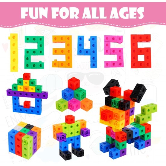 HOTUT 100 Pcs Maths Cubes with 10 Colours, Linking Cubes, Early Years Maths Learning, Magic Counting Blocks, Counting Block Set for School and Home - 2 CM HOTUT 100 Pcs Maths Cubes with 10 Colours, Linking Cubes, Early Years Maths Learning, Magic Counting Blocks, Counting Block Set for School and Home - 2 CM