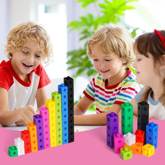 HOTUT 100 Pcs Maths Cubes with 10 Colours, Linking Cubes, Early Years Maths Learning, Magic Counting Blocks, Counting Block Set for School and Home - 2 CM HOTUT 100 Pcs Maths Cubes with 10 Colours, Linking Cubes, Early Years Maths Learning, Magic Counting Blocks, Counting Block Set for School and Home - 2 CM