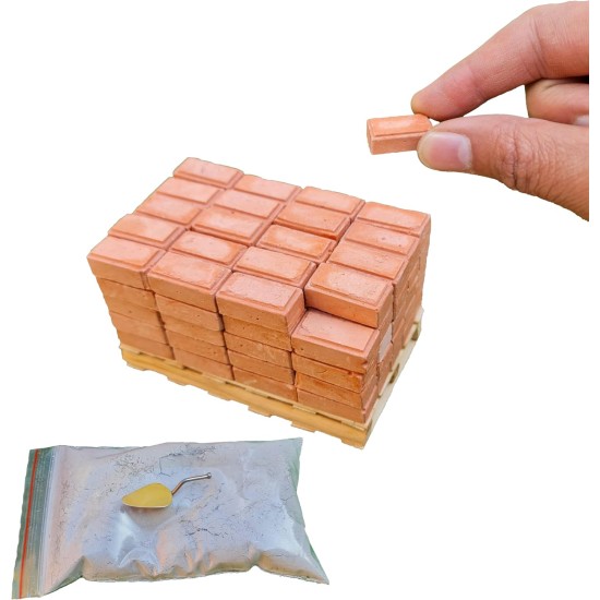 Mini Bricks for Masonry - Building Bricks - 1 Small Building Rulers - Building Mix - 100 Pcs Real Red Bricks