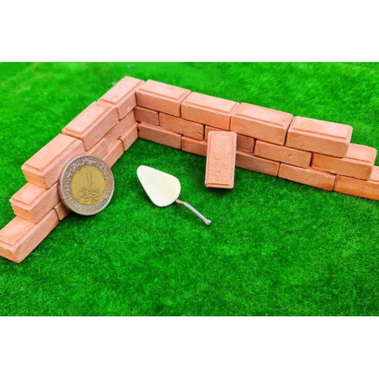 Mini Bricks for Masonry - Building Bricks - 1 Small Building Rulers - Building Mix - 100 Pcs Real Red Bricks