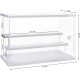 Acrylic Display Case, Clear Display Storage Box Countertop Cube, 3 Tiers with 2 Removable Ladder Shelves Dustproof Protection Showcase for Action Figures, Any Toys, Collectibles - 12.4x7x8.6in