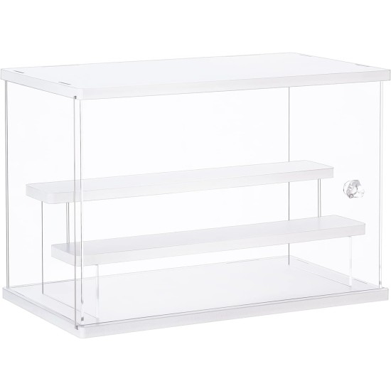 Acrylic Display Case Stand Funko Pop Display Case with 2 Ladder Shelves Clear Dustproof Protection Storage Display Box for Collectibles, Action Figures, Miniature Figurines, White (12.4x7x8.6in) Acrylic Display Case Stand Funko Pop Display Case with 2 Ladder Shelves Clear Dustproof Protection Storage Display Box for Collectibles, Action Figures, Miniature Figurines, White (12.4x7x8.6in)