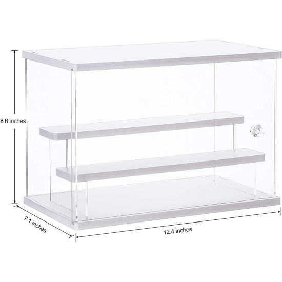 Acrylic Display Case Stand Funko Pop Display Case with 2 Ladder Shelves Clear Dustproof Protection Storage Display Box for Collectibles, Action Figures, Miniature Figurines, White (12.4x7x8.6in) Acrylic Display Case Stand Funko Pop Display Case with 2 Ladder Shelves Clear Dustproof Protection Storage Display Box for Collectibles, Action Figures, Miniature Figurines, White (12.4x7x8.6in)