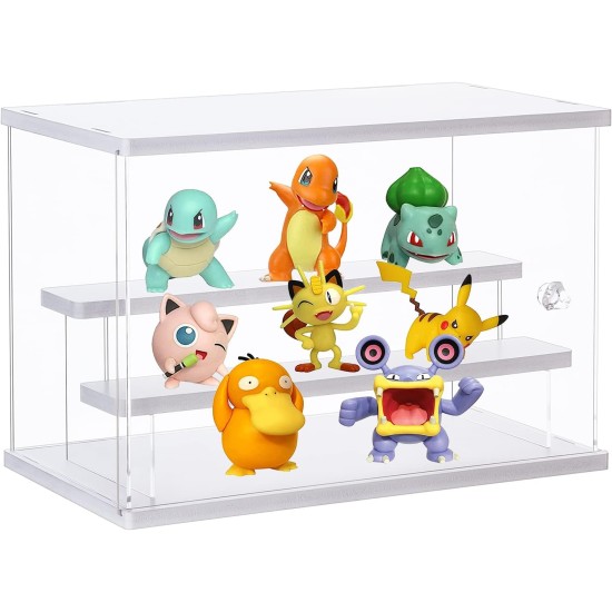Acrylic Display Case Stand Funko Pop Display Case with 2 Ladder Shelves Clear Dustproof Protection Storage Display Box for Collectibles, Action Figures, Miniature Figurines, White (12.4x7x8.6in) Acrylic Display Case Stand Funko Pop Display Case with 2 Ladder Shelves Clear Dustproof Protection Storage Display Box for Collectibles, Action Figures, Miniature Figurines, White (12.4x7x8.6in)