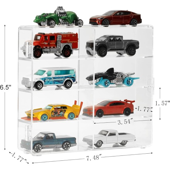 KISLANE Acrylic Display Case Compatible with Toy Cars, Matchbox Cars, 8 Slots Display Case for Toy Cars, Matchbox Cars (Small-8 Slots) KISLANE Acrylic Display Case Compatible with Toy Cars, Matchbox Cars, 8 Slots Display Case for Toy Cars, Matchbox Cars (Small-8 Slots)