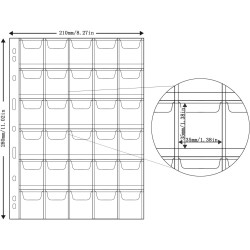 Uncle Paul Coin Pocket Pages - 30 Compartments Standard Coin Pockets with 9 Holes Collector Sleeves for Coins 5 Sheets CS03530