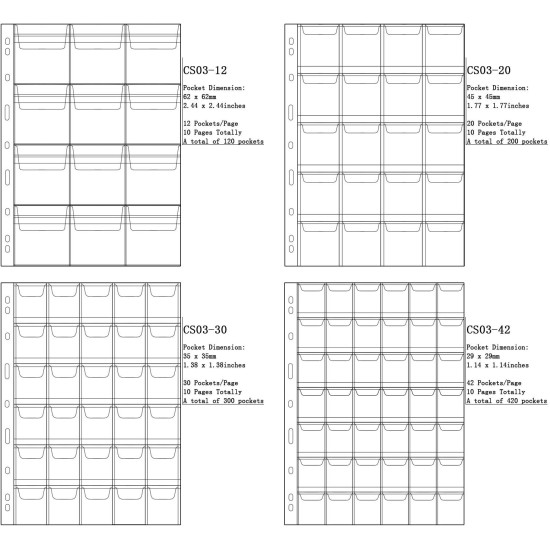 Uncle Paul Coin Pocket Pages - 30 Compartments Standard Coin Pockets with 9 Holes Collector Sleeves for Coins 5 Sheets CS03530 Uncle Paul Coin Pocket Pages - 30 Compartments Standard Coin Pockets with 9 Holes Collector Sleeves for Coins 5 Sheets CS03530