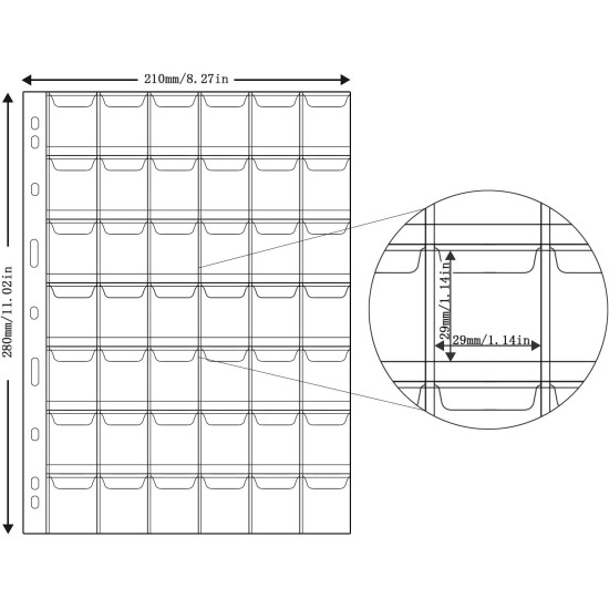 Uncle Paul Coin Pocket Pages - 42 Compartments Standard 9 Hole Coin Pocket Inserts Collector Sleeves for Coins 5 Sheets CS03542 Uncle Paul Coin Pocket Pages - 42 Compartments Standard 9 Hole Coin Pocket Inserts Collector Sleeves for Coins 5 Sheets CS03542