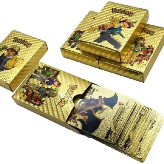50 PCS Gold Foil Pokemoonn Card Assorted Cards Series Cards Vmax GX Rare Golden Cards 50 PCS Gold Foil Pokemoonn Card Assorted Cards Series Cards Vmax GX Rare Golden Cards